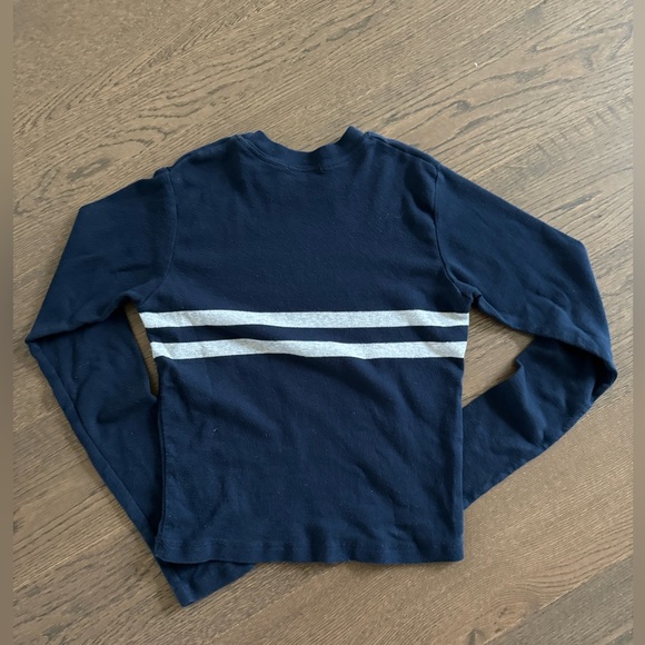 Brandy Melville striped long sleeve top.  Navy blue and white stripe. - Picture 5 of 5